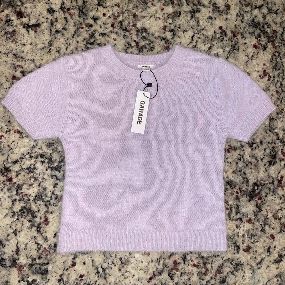 Garage Cropped Fuzzy Sweater Shirt. Lilac. Women’s XSmall. Y2K Style.
